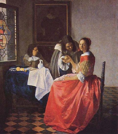 Johannes Vermeer The Girl with a Wine Glass, oil painting image